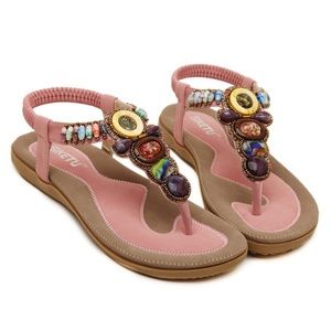 SIKETU PINK BEADED WOMENS SANDAL
